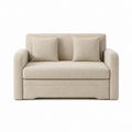 Canapé 2 places droit beige en polyester avec coussins 140 x 85 x 82 cm