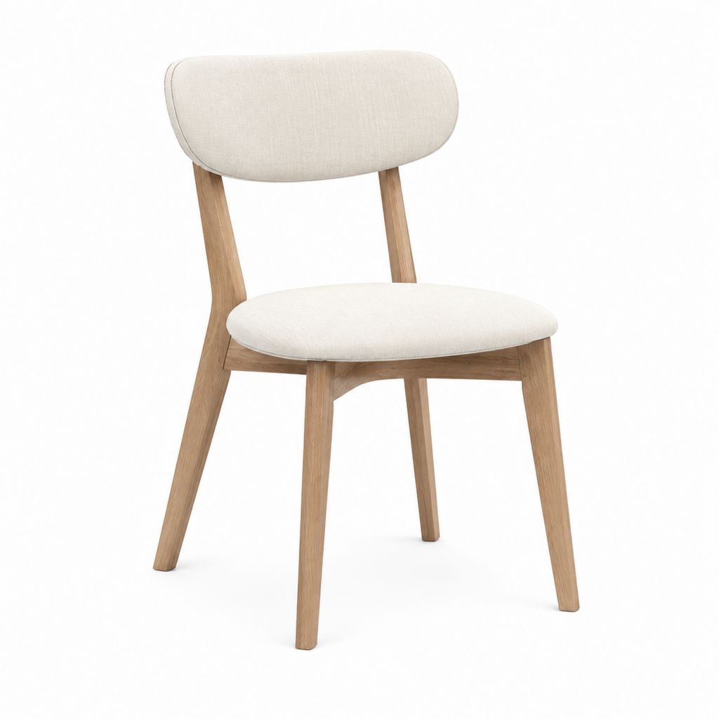 Chaise de salle à manger beige en polyester et chêne massif 48 x 54 x 78 cm