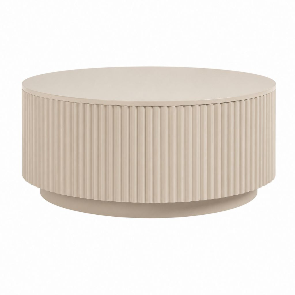 Table basse ronde beige en MDF Ø80 x H35 cm