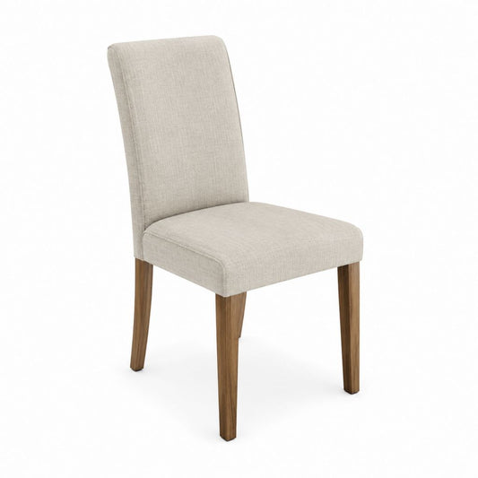 Chaise de salle à manger beige en polyester et bois massif 46 x 58 x 98 cm