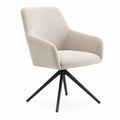 Chaise de salle à manger pivotante beige en tissu bouclé polyester avec accoudoirs 60 x 61 x 85 cm