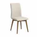 Chaise de salle à manger beige en polyester avec pieds en bois massif 45 x 57 x 99 cm