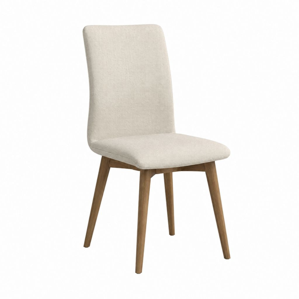 Chaise de salle à manger beige en polyester avec pieds en bois massif 45 x 57 x 99 cm