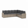 Canapé de jardin d'angle 6 places gris anthracite et beige en résine tressée PE 280 x 210 x 70 cm