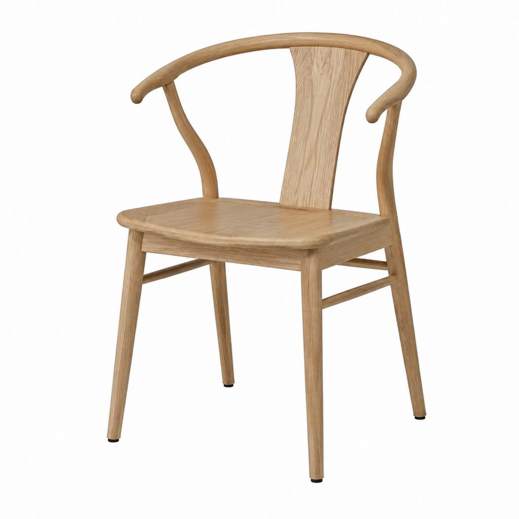 Chaise de salle à manger avec accoudoirs en chêne massif naturel dossier arrondi 54 x 56 x 76 cm