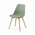 Chaise de salle à manger vert sauge en polyuréthane et hêtre massif avec dossier arrondi 48 x 54 x 82 cm