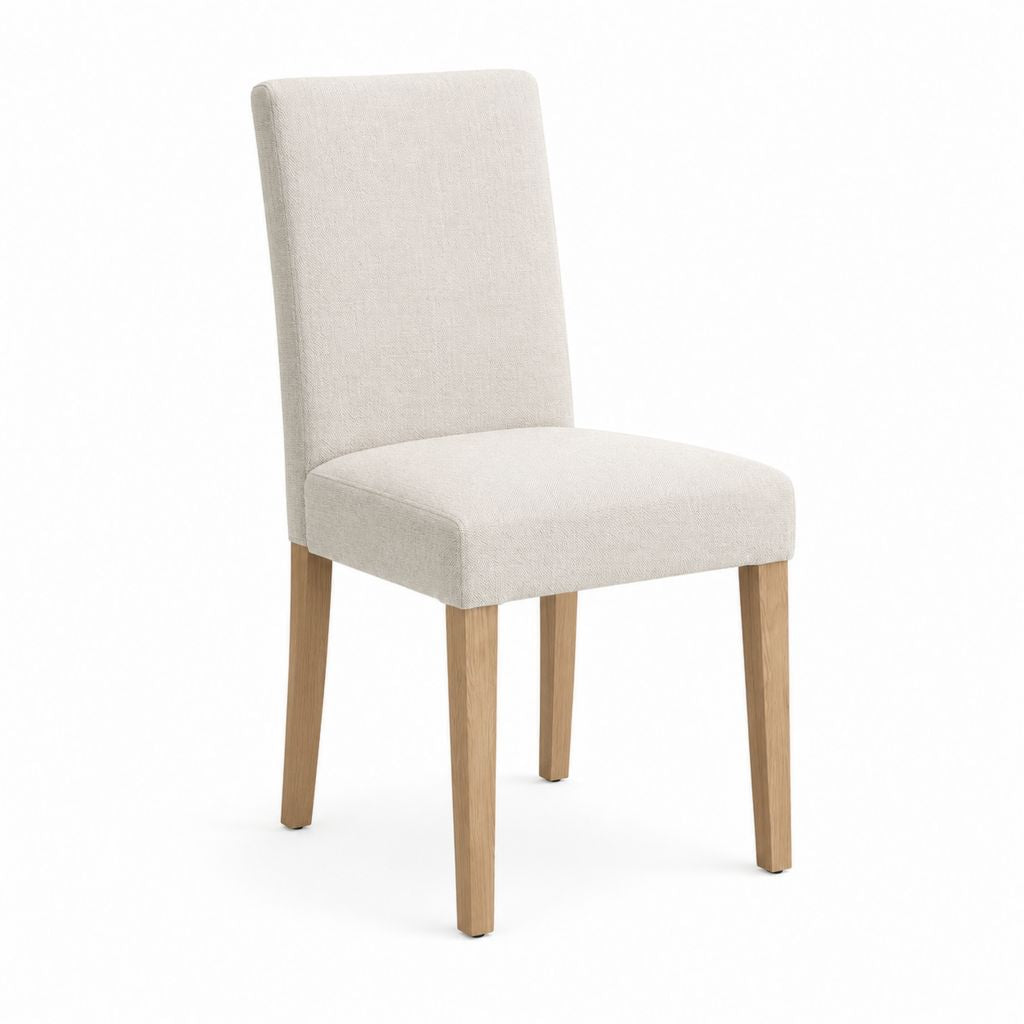 Chaise de salle à manger beige en polyester et chêne massif 46 x 58 x 99 cm
