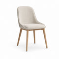 Chaise de salle à manger beige en polyester avec pieds en bois massif 49 x 58 x 83 cm