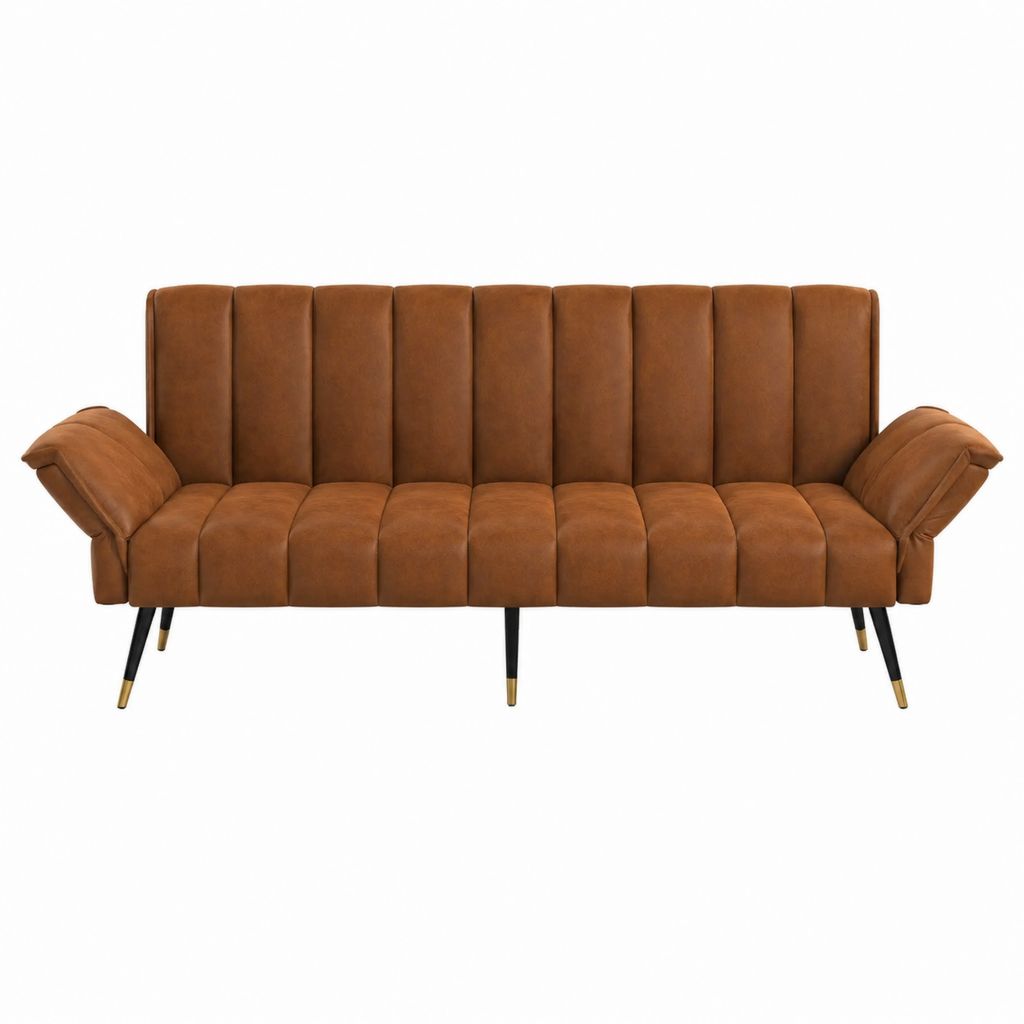 Canapé 3 places droit marron en microfibre polyester 210 x 82 x 85 cm