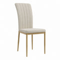 Chaise de salle à manger beige en polyester et bois massif d'hévéa dossier haut incurvé 45 x 57 x 101 cm