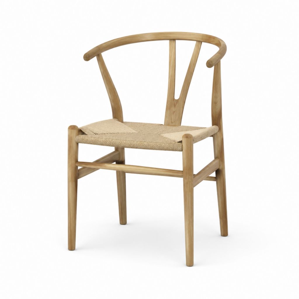 Chaise de salle à manger naturelle en chêne massif à assise tressée 55 x 54 x 76 cm