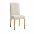 Chaise de salle à manger beige en polyester et hêtre massif dossier rectangulaire 46 x 58 x 98 cm