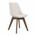 Chaise de salle à manger beige en polyester et bois massif de noyer 84 x 48 x 55 cm