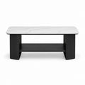 Table basse rectangulaire blanche et noire en pierre frittée et MDF 120 x 60 x 45 cm