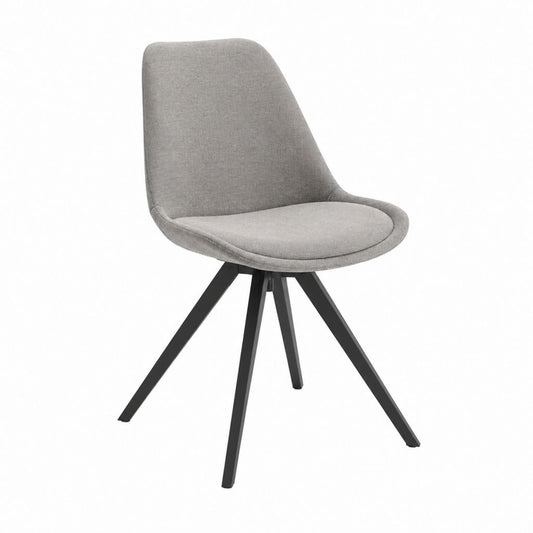 Chaise de salle à manger grise en polyester avec piètement en acier noir 48 x 58 x 83 cm