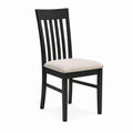 Chaise de salle à manger noire en bois massif avec assise rembourrée 45 x 54 x 100 cm