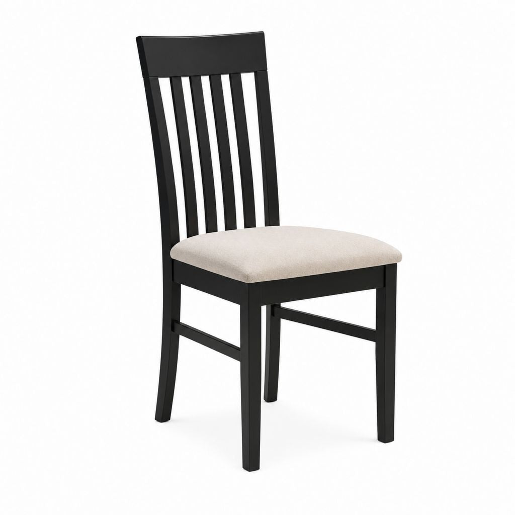 Chaise de salle à manger noire en bois massif avec assise rembourrée 45 x 54 x 100 cm